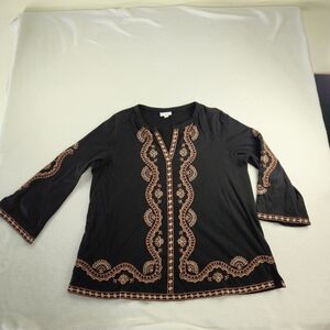 J.jill Embroidered Black Women's Top Size L